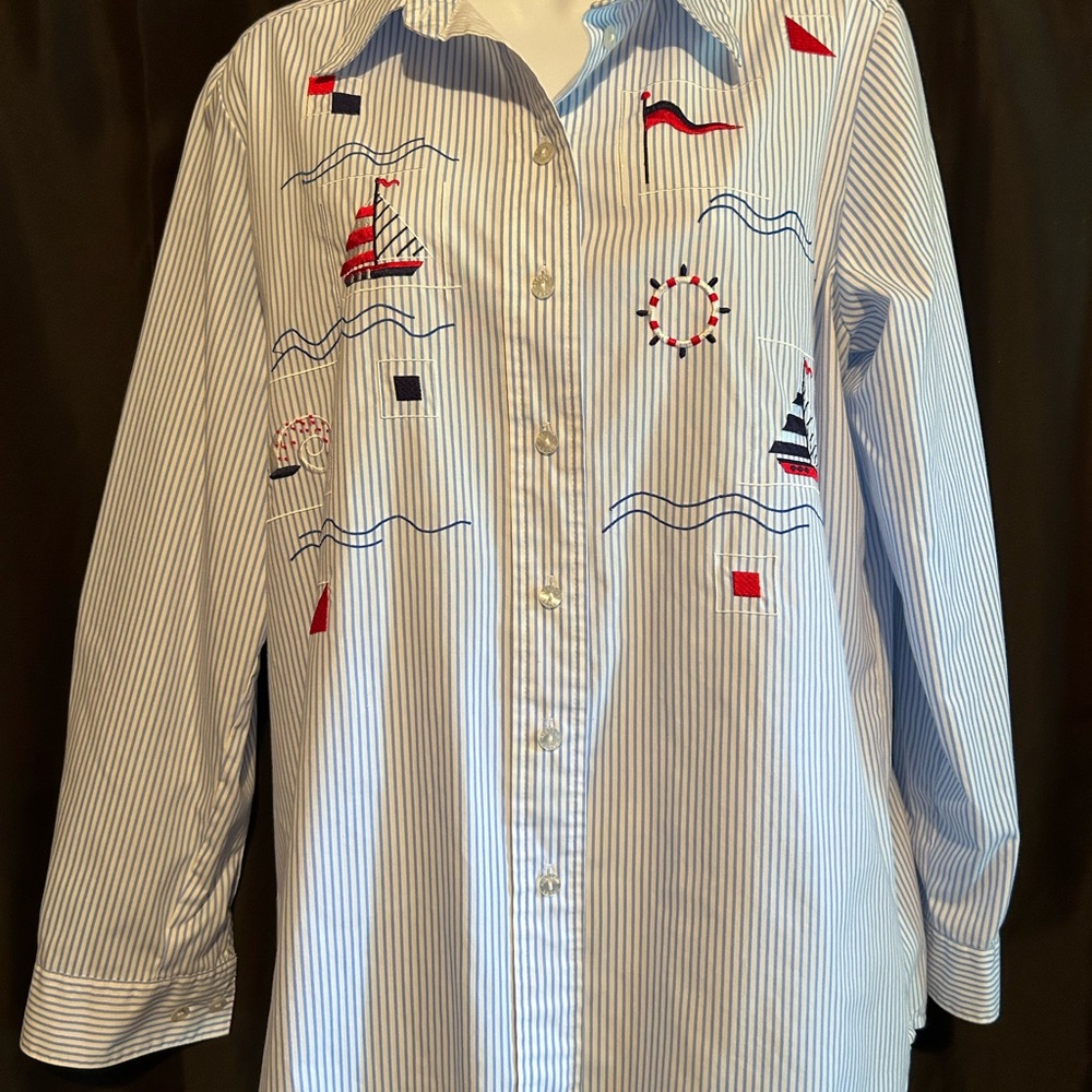 Allison‎ Daley Nautical Print Long Sleeve Top Size 8